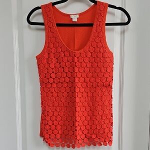 J Crew Orange Sleeveless Tank Top with Crochet Design